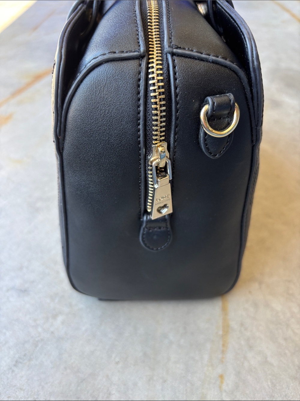 Love Moschino Black Embossed Logo Satchel Crossbody Bag Y2K Designer Glam - Picture 6 of 9